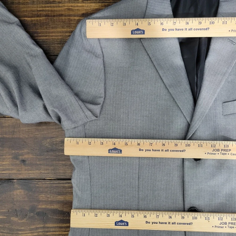 Stafford Essentials Men's Sport Coat Blazer Three Button Gray Herringbone 40R‎